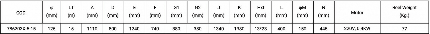 Катушка вытяжная со шлангом 15 метров, без вентилятора JES 786203X-5-15